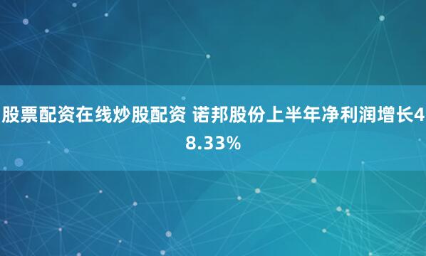 股票配资在线炒股配资 诺邦股份上半年净利润增长48.33%